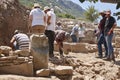 Workers on the archaelogical excavation of Ephesus. Turkish landmark