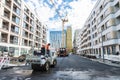 Workers asphalting a street in Berlin, Germany