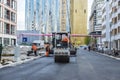 Workers asphalting a street in Berlin, Germany