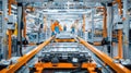Workers assembling EV batteries in a high-tech facility, showcasing advanced manufacturing and innovation. EV car energy Royalty Free Stock Photo