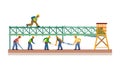 Workers Assembling Large Structure at Height, vector design Generative AI Royalty Free Stock Photo