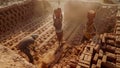 Workers in Brick Factory Royalty Free Stock Photo