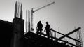 A group of construction workers is constructing a scaffold framework on the job site AIG62