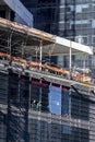Workers on building construction site in Paulista Avenue Royalty Free Stock Photo