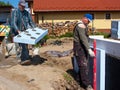 Workers on a building site