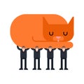 Workers carry Cat. Pet Leader concept business illustration