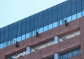 Workers cleaning a glass facade