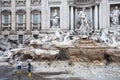 Workers cleaning the Trevi Fountain, Rome Royalty Free Stock Photo