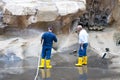 Workers cleaning the Trevi Fountain, Rome