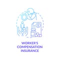 Workers compensation insurance blue gradient concept icon