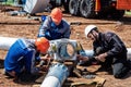 Workers on a construction site assembling a wind turbine rotor before installation Royalty Free Stock Photo