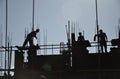 Workers in a contruction site in China. Royalty Free Stock Photo