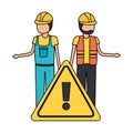 Workers contruction warning sign