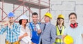 Workers with 3D scaffolding Royalty Free Stock Photo