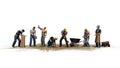 Different workers with their tools - isolated on white background Royalty Free Stock Photo