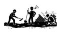 Workers Digging Earth. Construction or Labor Silhouette, vector design Generative AI Royalty Free Stock Photo