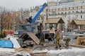 Workers dismantle Revolution square after Russian national festival `Shrove` in Moscow