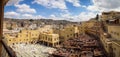 Workers are dyeing leather at the tannery in Fez, Fes el Bali Royalty Free Stock Photo