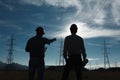 Workers at electricity station Royalty Free Stock Photo