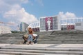 Workers end up working the Olympic stadium in Kiev