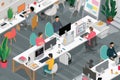 Creative Workers Collaborate in an Isometric Office Space Filled With Modern Desks and Technology Generative AI Royalty Free Stock Photo