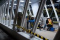 Workers finish building the entrance to the MRT transportation terminal access. Royalty Free Stock Photo