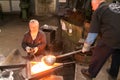 Workers during the Glass processing Royalty Free Stock Photo