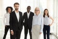 Workers group and leaders standing in office looking at camera Royalty Free Stock Photo