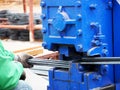 Workers hands cutting steel wire Royalty Free Stock Photo