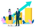 Workers Handshake and Business Growth Graph Vector