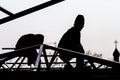 Workers high-builders build a roof Royalty Free Stock Photo