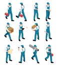 Workers Isometric Icons Set