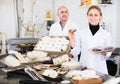 Workers kipping turron in food manufacture Royalty Free Stock Photo