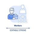Workers light blue concept icon