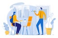 Workers on Lunch Break Flat Vector Illustration