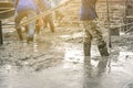 Workers man using a Vibration Machine for eliminate bubbles in concrete Royalty Free Stock Photo