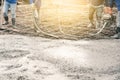 Workers man using a Vibration Machine for eliminate bubbles in concrete Royalty Free Stock Photo