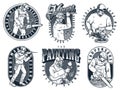 Workers monochrome emblems set with inscription