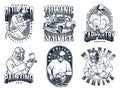 Workers monochrome emblems set with lettering