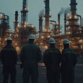 Workers are working in an oil refinery.AI generated Royalty Free Stock Photo