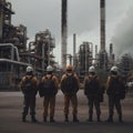 Workers are working in an oil refinery.AI generated Royalty Free Stock Photo