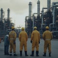 Workers are working in an oil refinery.AI generated Royalty Free Stock Photo