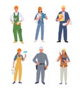 workers. people of different industrial professions engineers painters technicians in uniform clothes male and female