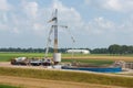 Workers preparing a concrete foundation of a Dutch wind turbine