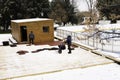 Workers preparing skating rink In Prague - Europe