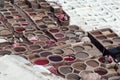 Workers Processing Hides In Colorful Tanning Pools At A Traditional Leather Tannery, Fes Royalty Free Stock Photo