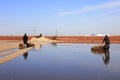 workers produced labor in salt field, Luannan, Hebei, China Royalty Free Stock Photo
