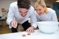 Workers on production chocolates