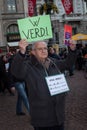 Workers protesting in front of La Scala opera house in Milan, Italy Royalty Free Stock Photo