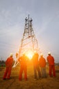 The workers of the pylon Royalty Free Stock Photo